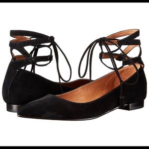 Frye Sienna Ghillie Suede lace up flats 7.5 Black
